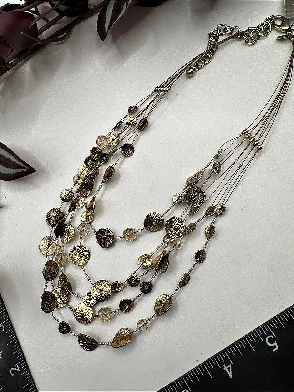 Chico's Layered Statement Necklace in Gold & Brown/Cooper (BN3/po)